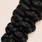 Close-up of the latin wave texture in natural black human braiding hair