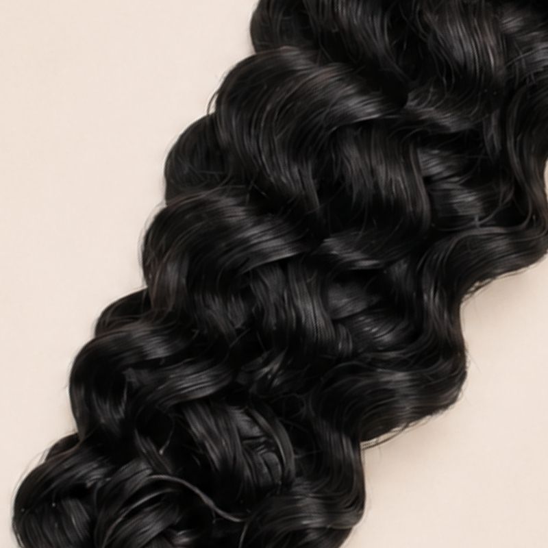 Close-up of the latin wave texture in natural black human braiding hair