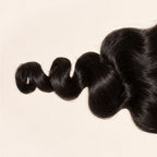 Close-up of the loose wave texture on a 7x7 HD lace closure