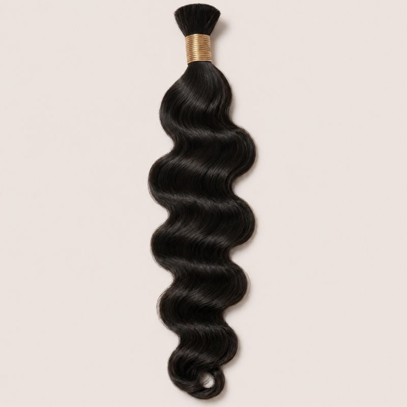Full length of natural black loose wave human braiding hair styled on model
