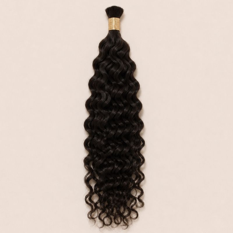 Single bundle of natural black ocean wave bulk human braiding hair