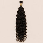 Single bundle of natural black ocean wave bulk human braiding hair