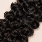 Close-up of the ocean wave texture in natural black human braiding hair