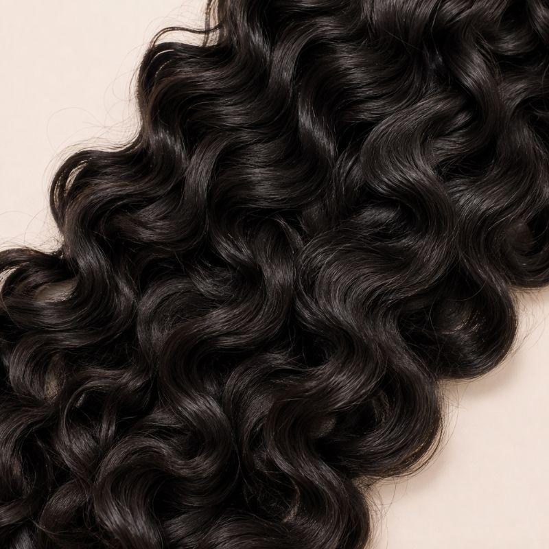 Close-up of the ocean wave texture in natural black human braiding hair