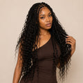 Model wearing natural black ocean wave bulk human braiding hair