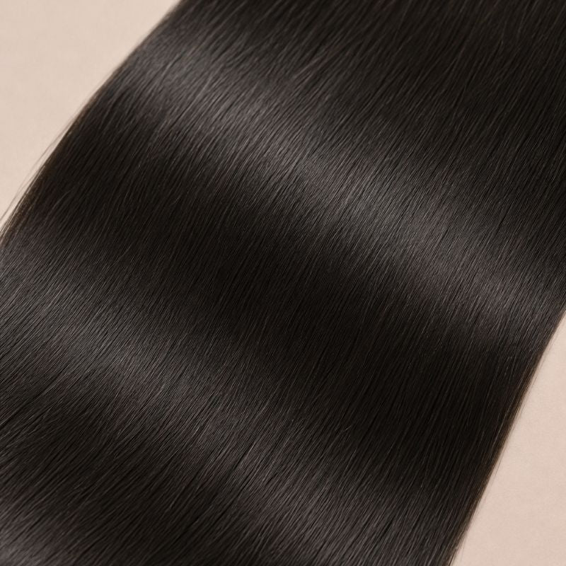 Single bundle of natural black silky straight bulk human braiding hair