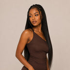Bundles of natural black silky straight bulk human braiding hair banded together