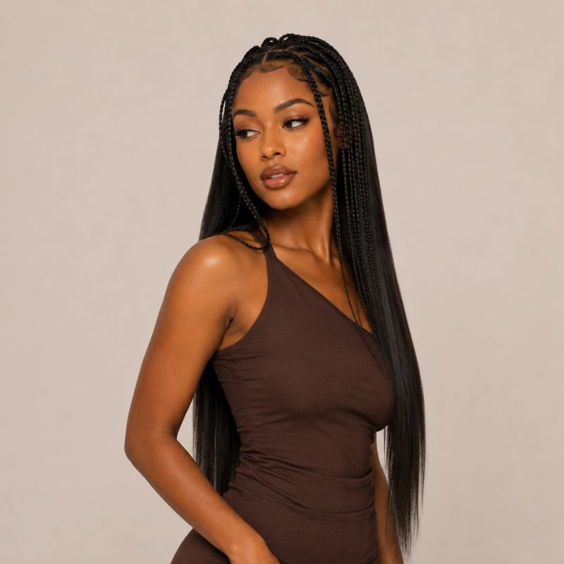 Bundles of natural black silky straight bulk human braiding hair banded together