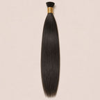 Full length of natural black silky straight human braiding hair styled on model