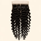 Spanish wave 7x7 HD lace closure in natural black, laid flat showing the full hair length