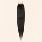 Straight 2x6 HD lace closure in natural black, laid flat showing the full hair length