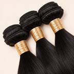 Three straight bundles angled to show the machine-sewn wefts
