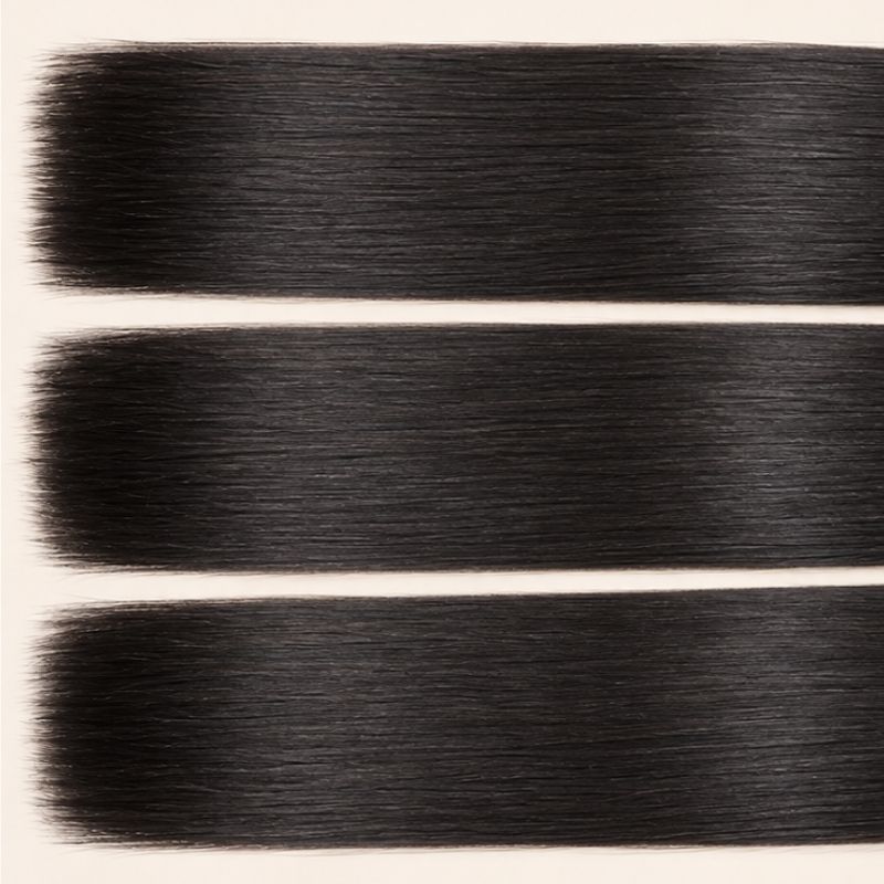 Three straight wefts laid flat, showing the staggered lengths