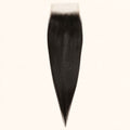 Straight 6x6 HD lace closure in natural black, laid flat showing the full hair length