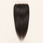 Straight 7x7 HD lace closure in natural black, laid flat showing the full hair length