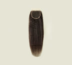 Color swatch of natural black virgin Brazilian kinky straight HD closure hair