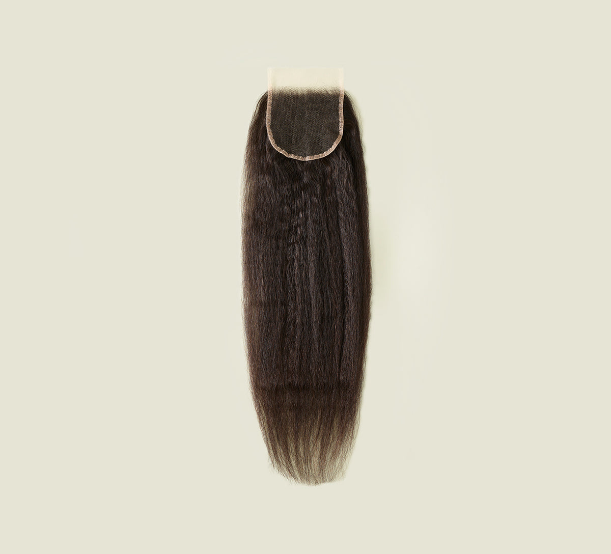 Color swatch of natural black virgin Brazilian kinky straight HD closure hair