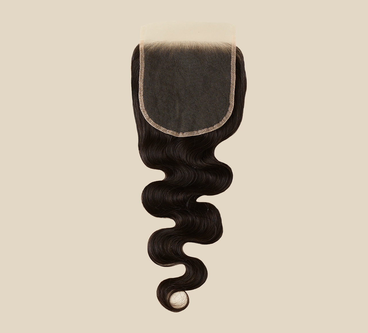 Color swatch of natural black virgin body wave 5x5 closure hair