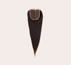 Color swatch of natural black virgin Brazilian straight 4x4 closure hair