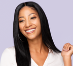 Jet black straight 5x5 transparent lace closure laid flat on white