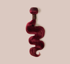 Color swatch of 99J vibrant burgundy virgin human hair