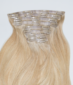 7 Dark Warm Blonde with 8 Blonde Balayage Seamless Clip-In Hair Extensions