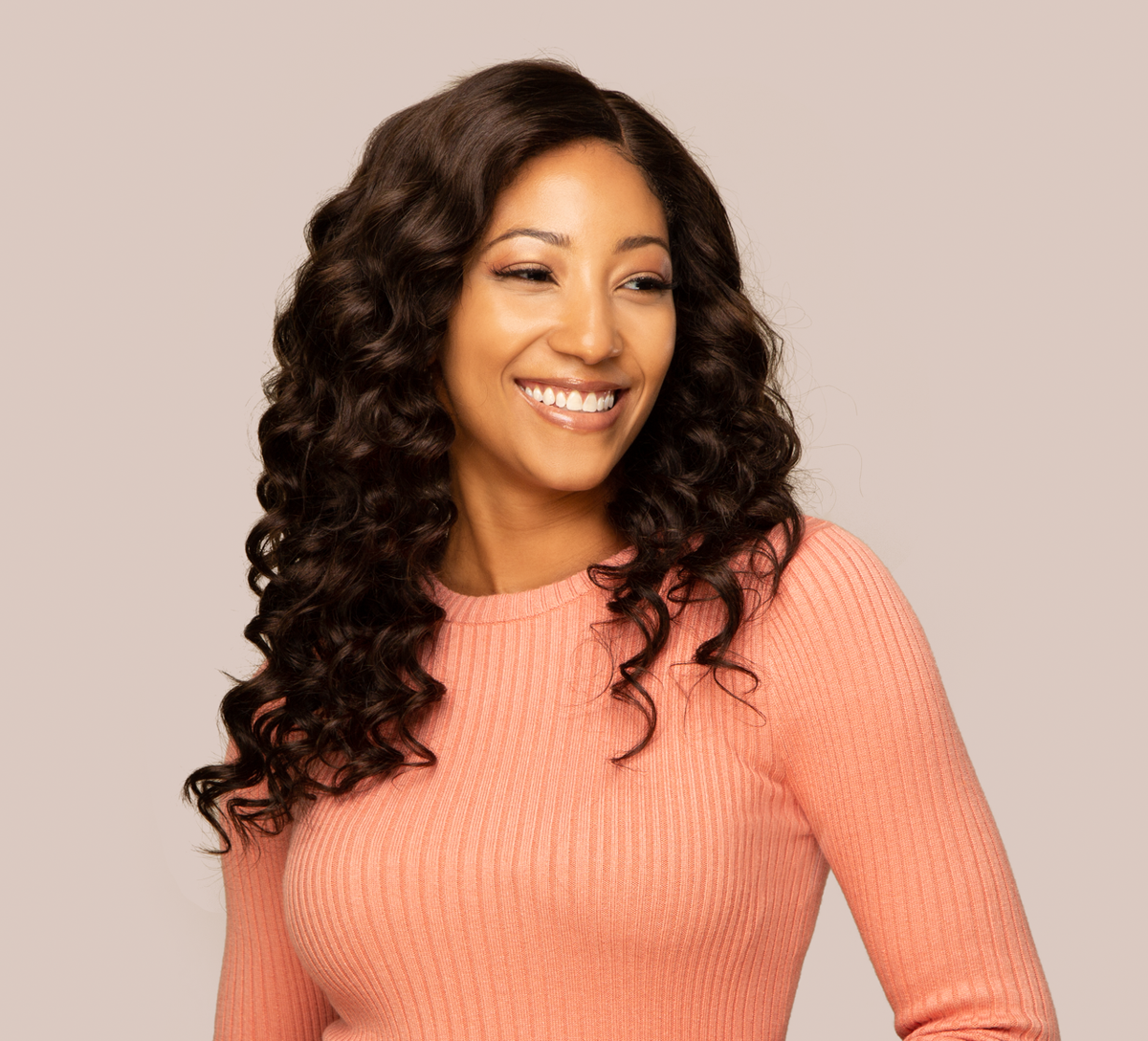Chocolate brown 2 virgin loose wave hair bundle laid flat showing full length