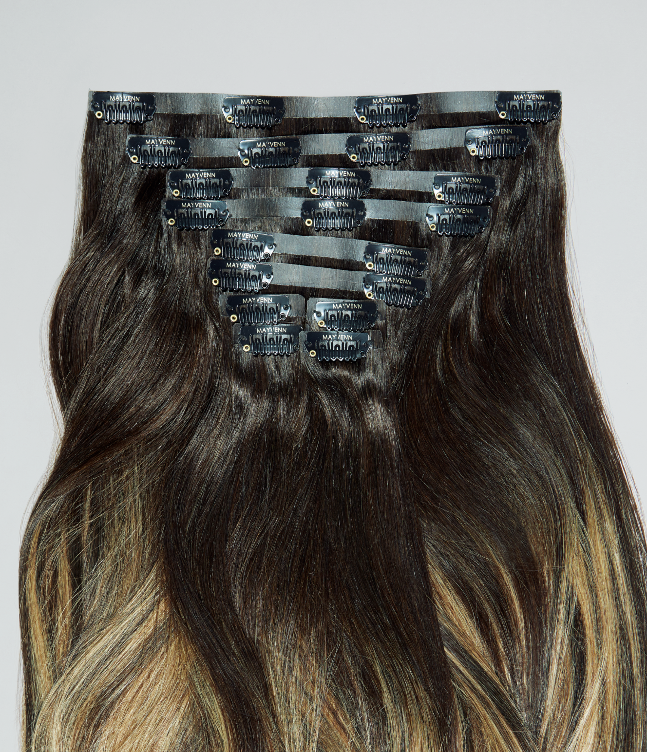 4 Dark Brown with 7 Dark Blonde Balayage Seamless Clip-In Hair Extensions