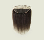 Color swatch of natural black virgin Brazilian kinky straight frontal hair