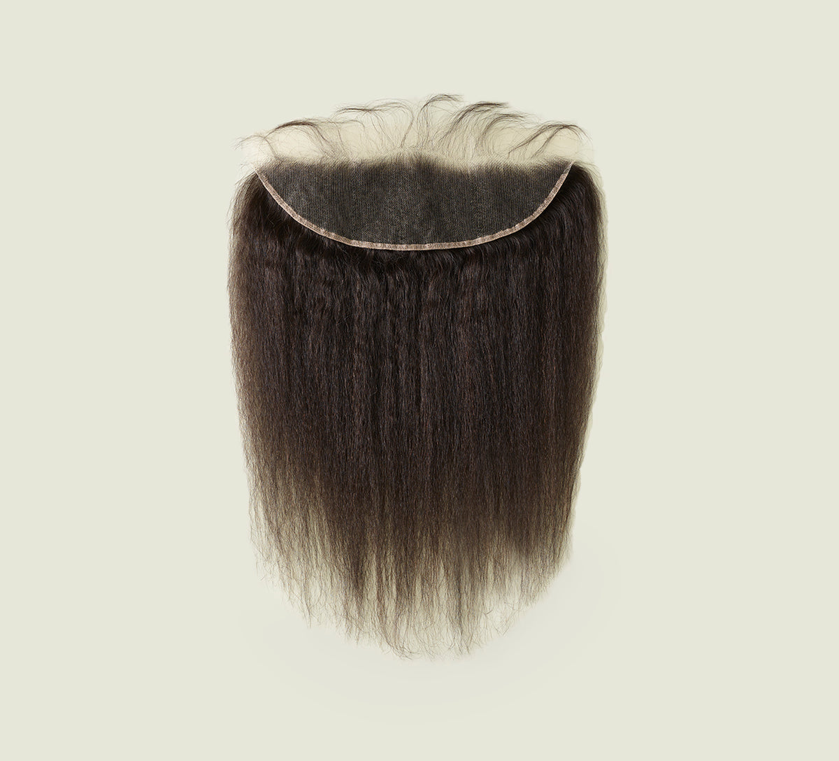 Color swatch of natural black virgin Brazilian kinky straight frontal hair