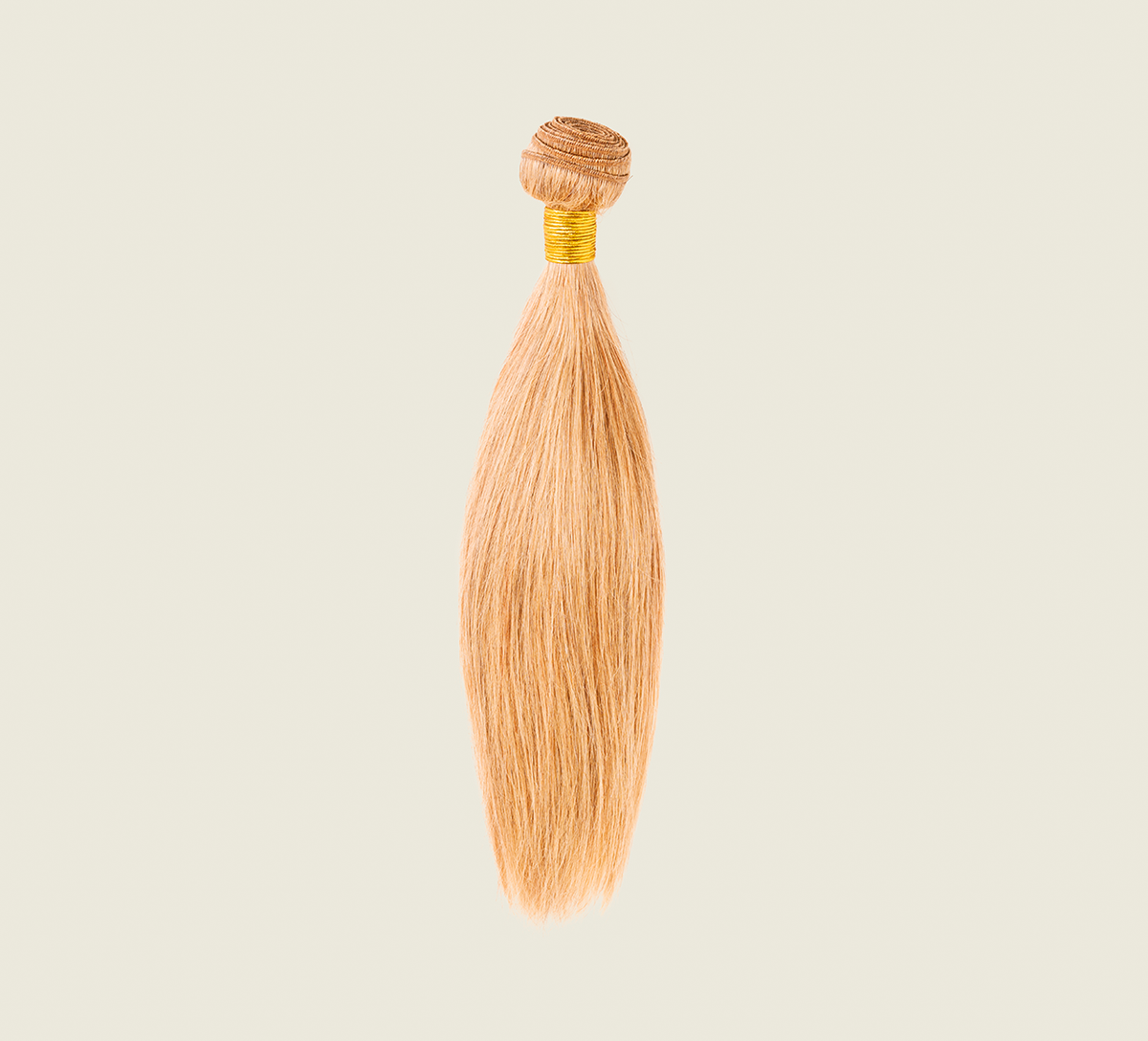 Color swatch of 27 honey blonde virgin Indian straight human hair
