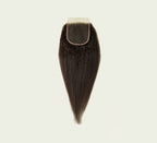 Color swatch of natural black virgin Brazilian kinky straight 5x5 HD hair
