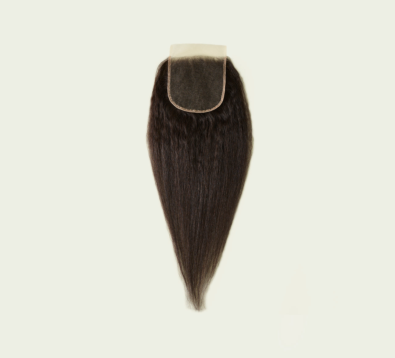 Color swatch of natural black virgin Brazilian kinky straight 5x5 HD hair
