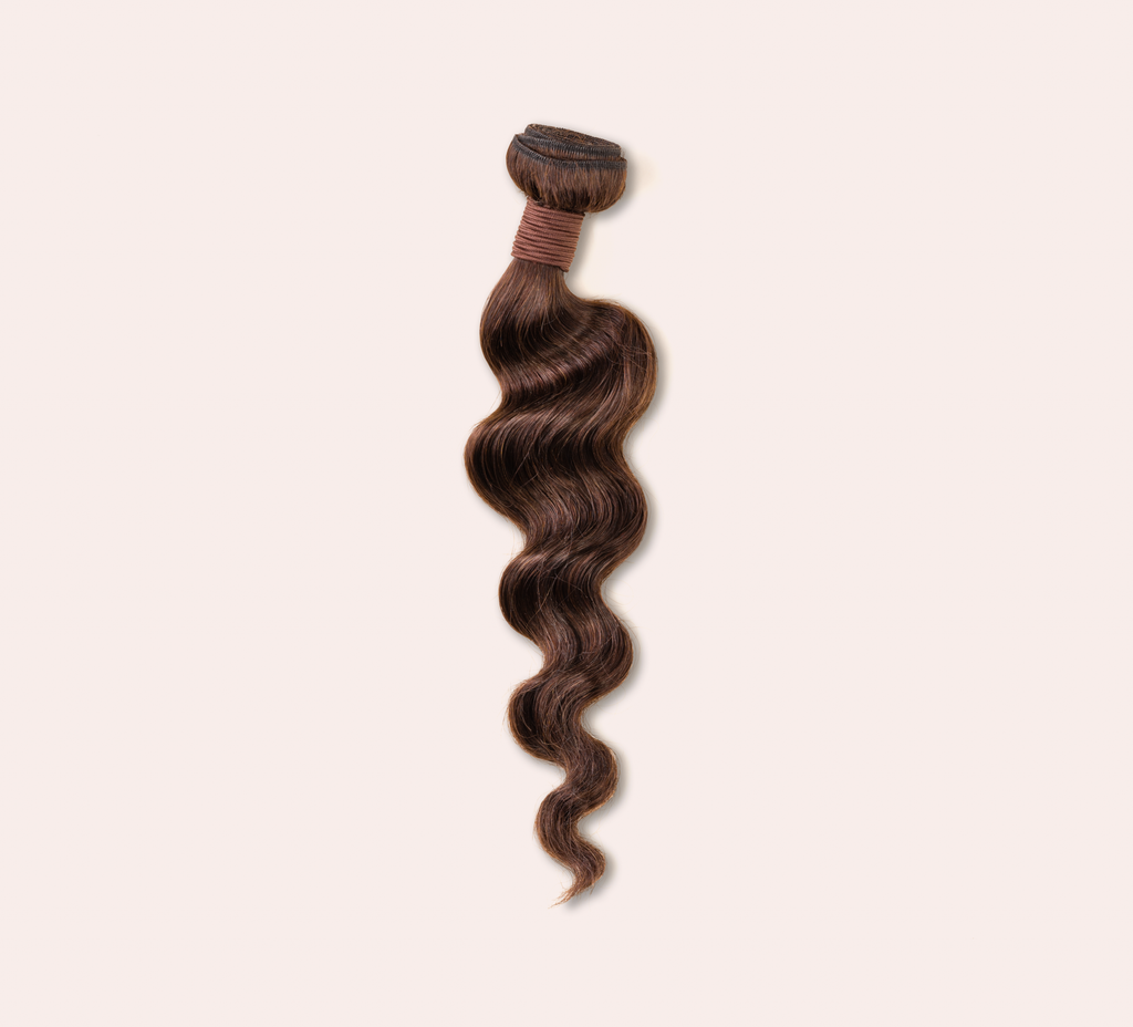 Color swatch of 2 chocolate brown virgin loose wave human hair