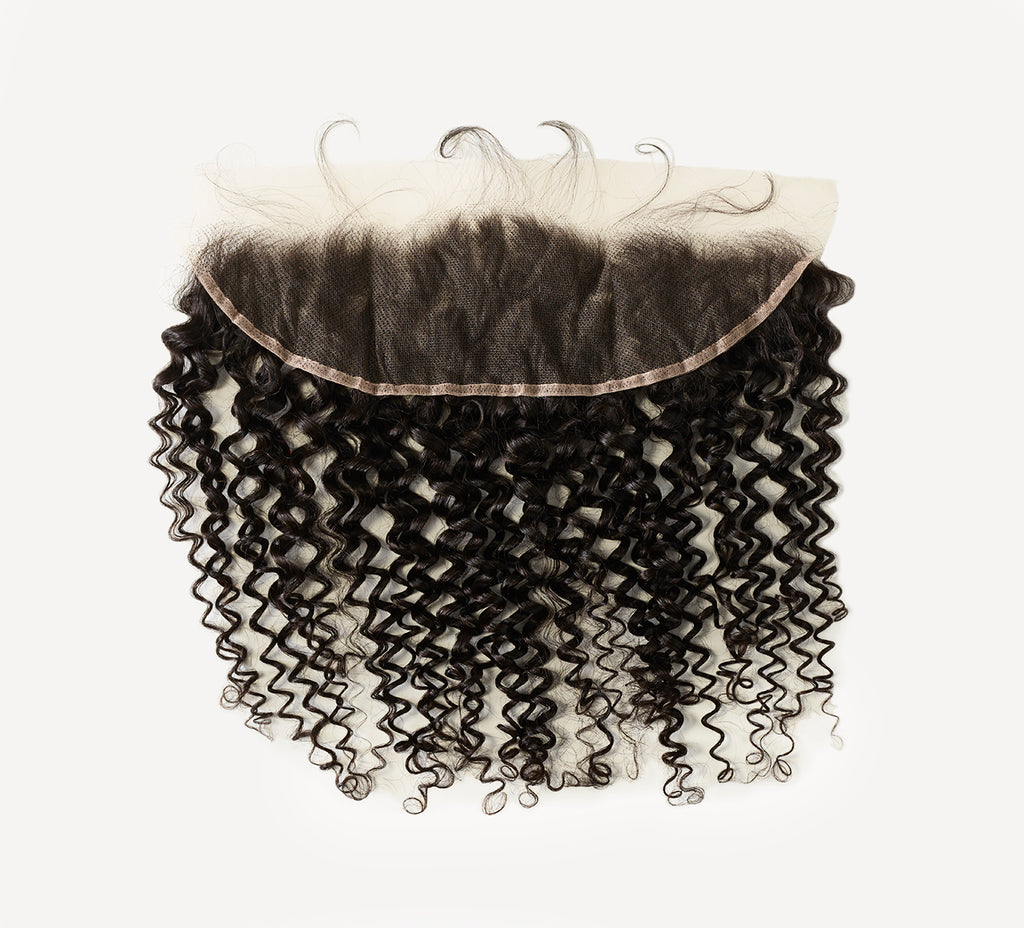 Color swatch of natural black virgin Brazilian water wave frontal hair