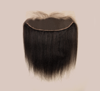 Color swatch of natural black virgin Brazilian kinky straight frontal hair