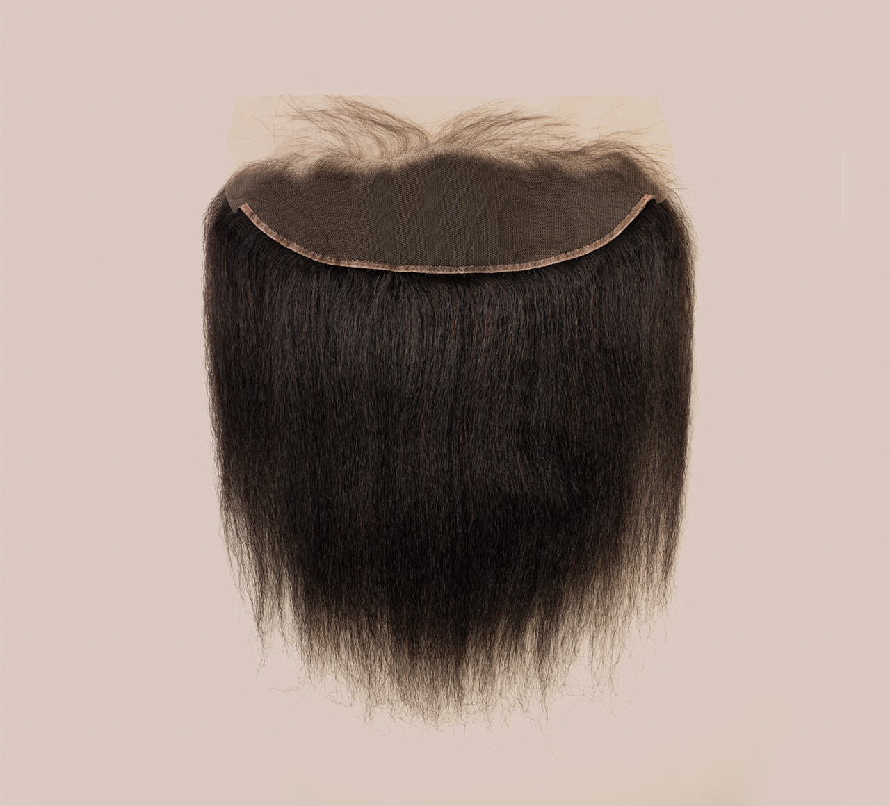 Color swatch of natural black virgin Brazilian kinky straight frontal hair