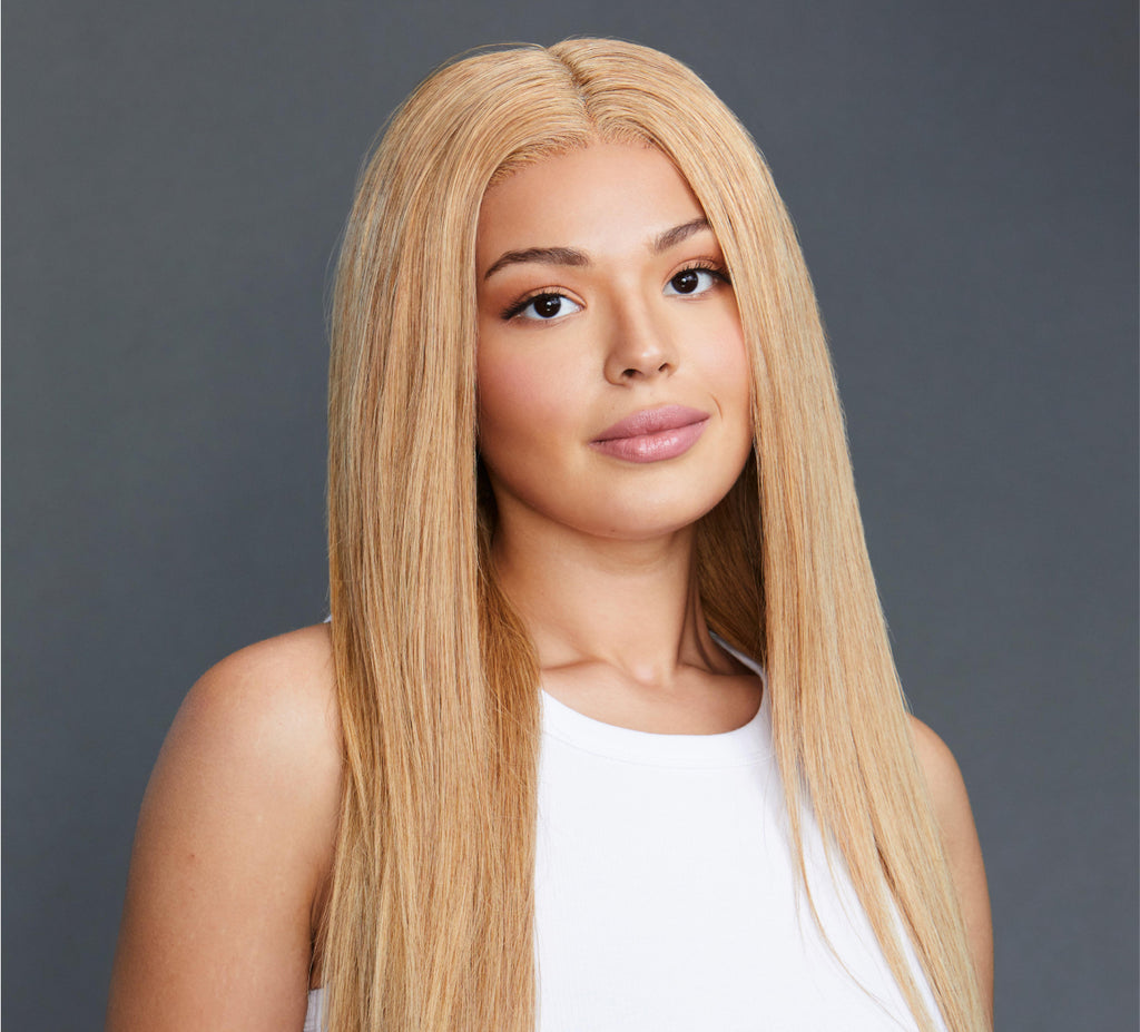 Honey blonde 27 Indian straight 5x5 transparent lace closure laid flat