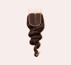 Color swatch of 2 chocolate brown virgin loose wave closure hair
