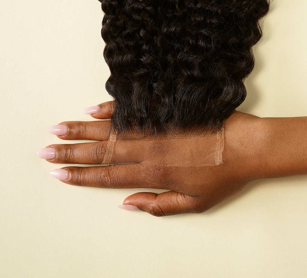 Natural black Brazilian deep wave 4x4 HD lace closure laid flat