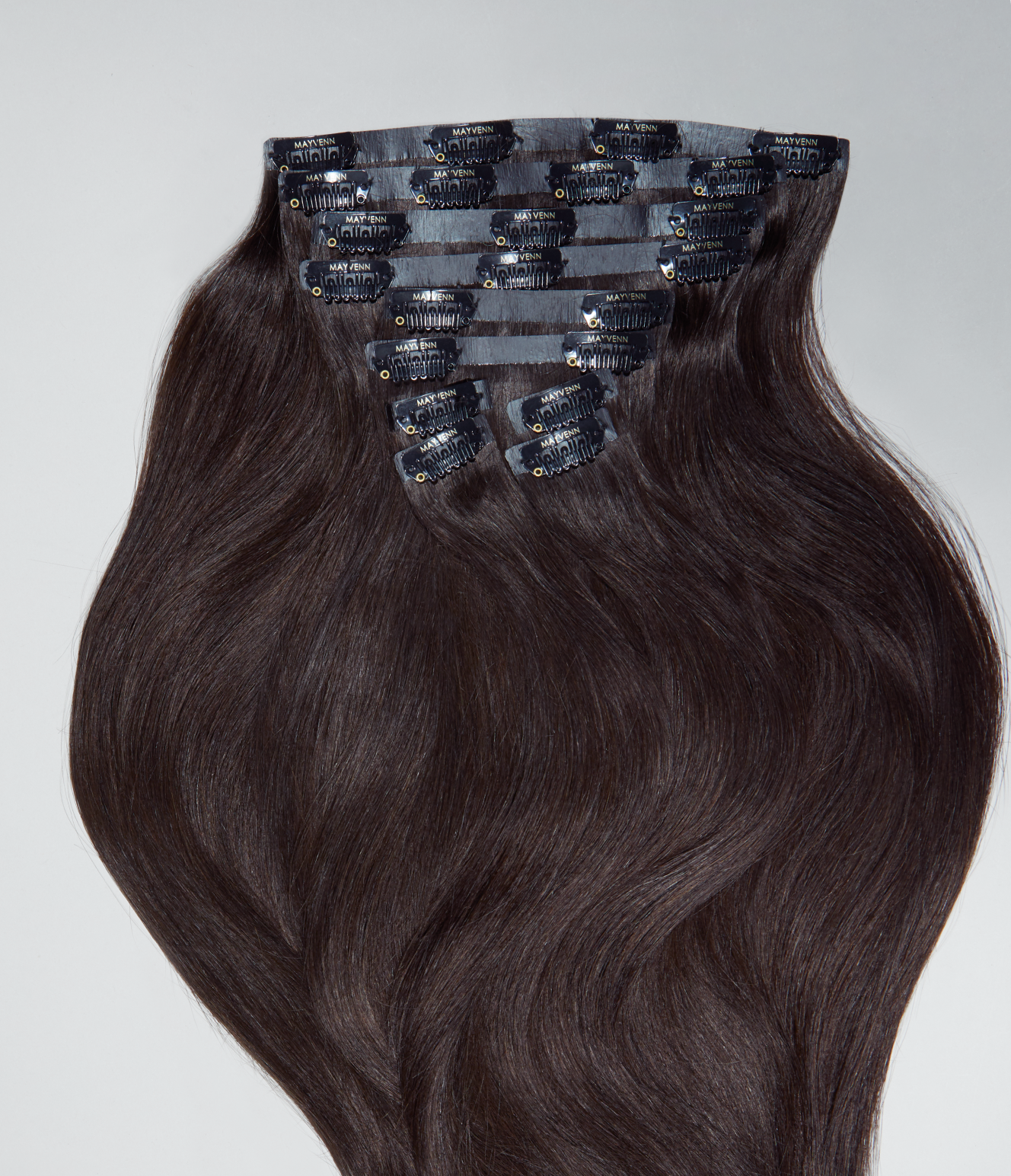 2A Soft Ash Black Seamless Clip-In Hair Extensions