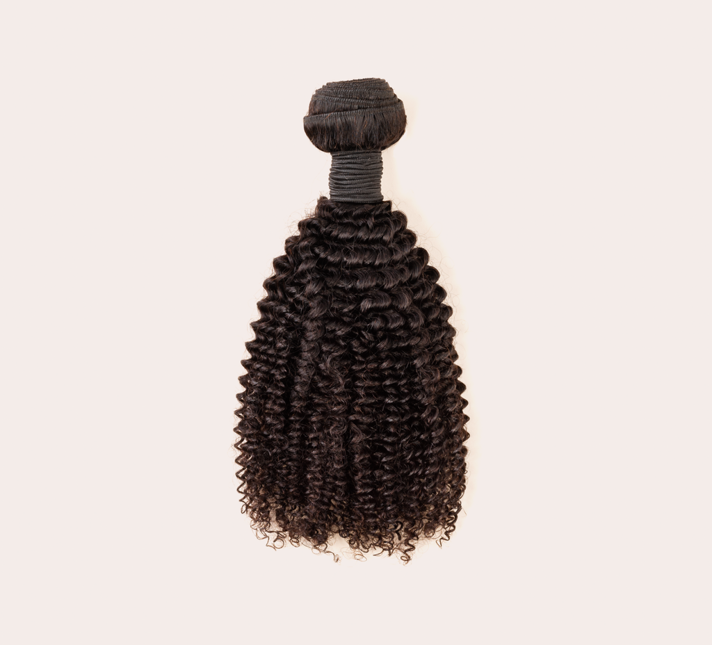 Color swatch of natural black virgin Brazilian curly human hair
