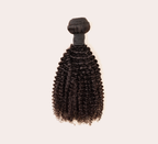 Color swatch of natural black virgin Brazilian curly human hair