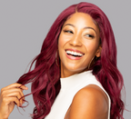 Burgundy 99J body wave 5x5 HD lace closure laid flat on white