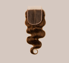 Color swatch of 4 caramel brown virgin body wave closure hair