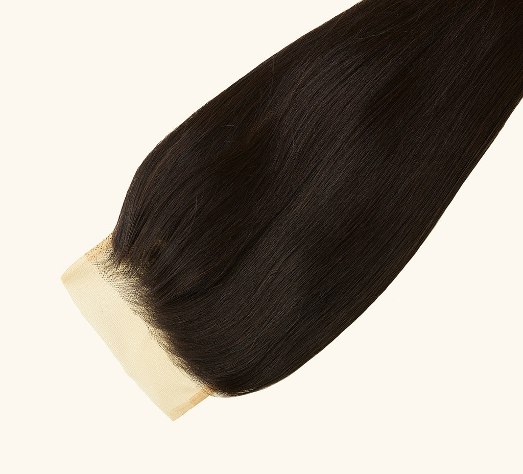 Natural black Brazilian yaki straight 5x5 transparent lace closure laid flat