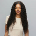 Close-up of HD lace blending into the hairline on a water wave closure