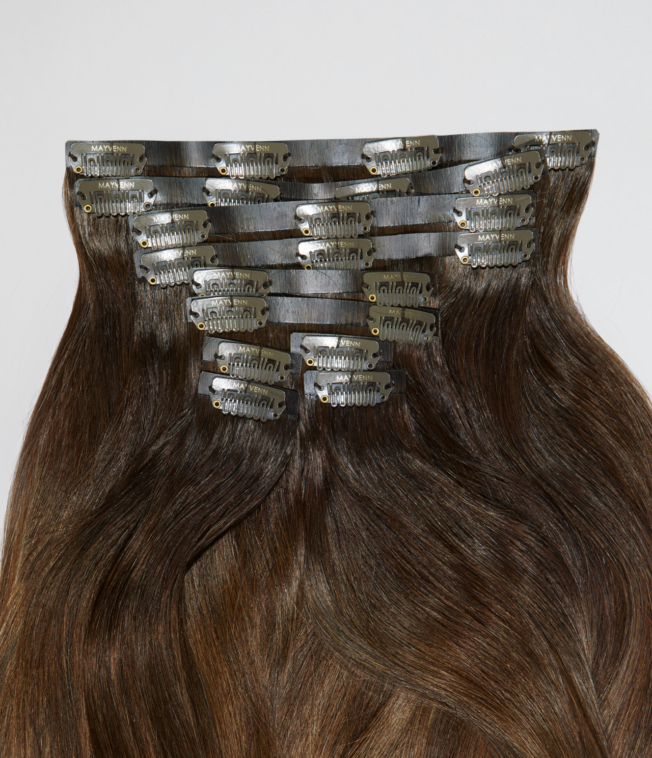 5 Medium Warm Brown with 6 Medium Brown Balayage Seamless Clip-In Hair Extensions