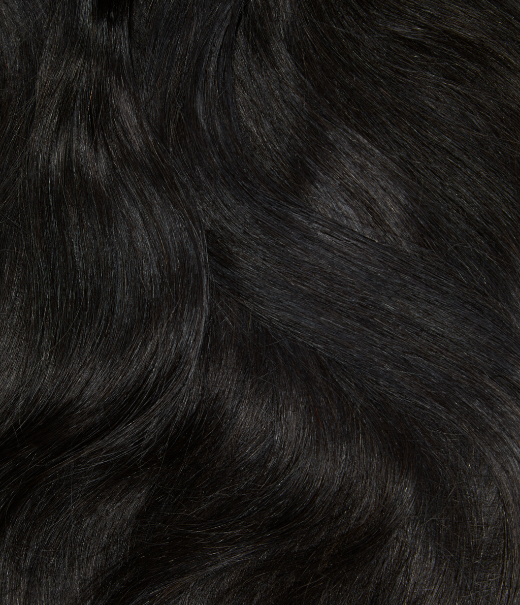 2 Soft Black Straight Seamless Clip-In Hair Extensions