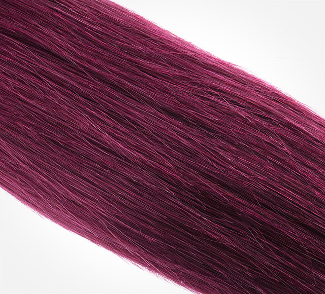 Full set of virgin human hair swatches secured on one sample ring